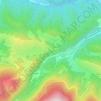 Mappa topografica Le Sau, altitudine, rilievo