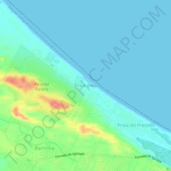 Mappa topografica Praia Bela, altitudine, rilievo