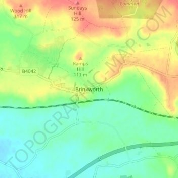Mappa topografica Brinkworth, altitudine, rilievo