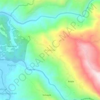 Mappa topografica Amontoc, altitudine, rilievo