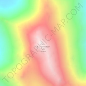 Mappa topografica Ejnar Mikkelsen Fjeld, altitudine, rilievo