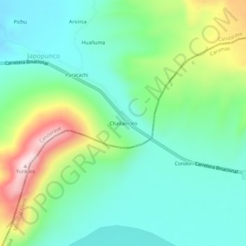 Mappa topografica Challamoco, altitudine, rilievo