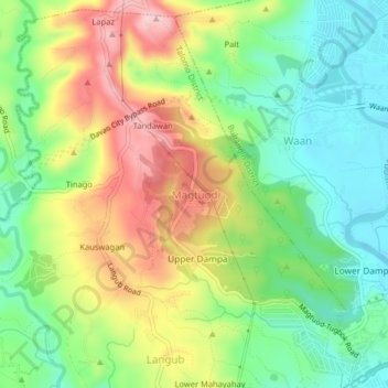 Mappa topografica Magtuod, altitudine, rilievo
