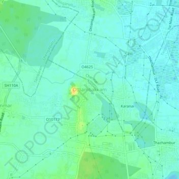 Mappa topografica Ottiambakkam, altitudine, rilievo