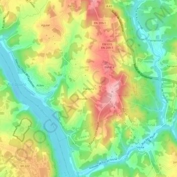 Mappa topografica Escoura, altitudine, rilievo
