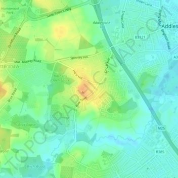 Mappa topografica Row Town, altitudine, rilievo