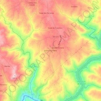 Mappa topografica Atalaia Fundeira, altitudine, rilievo