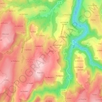 Mappa topografica Le Clos, altitudine, rilievo