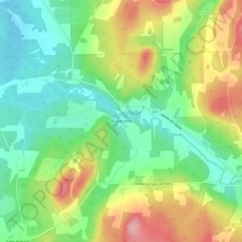 Mappa topografica Hunter Mills, altitudine, rilievo