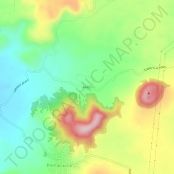 Mappa topografica Arato, altitudine, rilievo