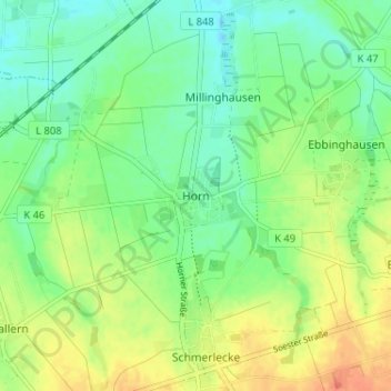 Mappa topografica Horn, altitudine, rilievo