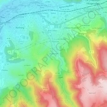 Mappa topografica Le Barrage, altitudine, rilievo