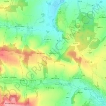Mappa topografica Schneepoint, altitudine, rilievo