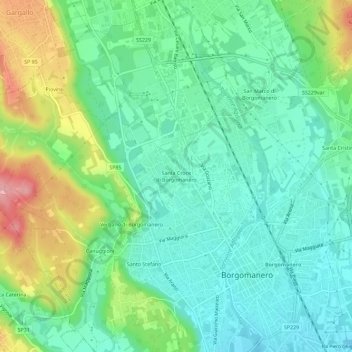 Mappa topografica Santa Croce di Borgomanero, altitudine, rilievo
