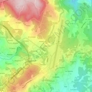 Mappa topografica A Retorta, altitudine, rilievo