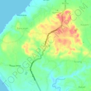Mappa topografica Dapdap, altitudine, rilievo