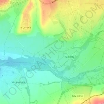 Mappa topografica Ferreres, altitudine, rilievo
