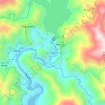 Mappa topografica Ambuclao, altitudine, rilievo