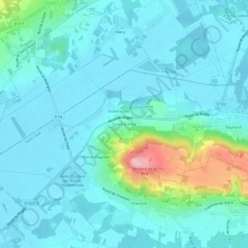 Mappa topografica Sicard le Haut, altitudine, rilievo