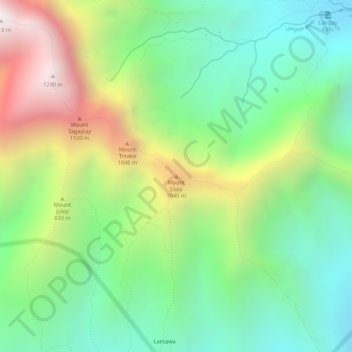 Mappa topografica Mount Loay, altitudine, rilievo