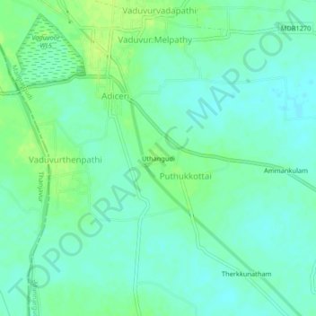 Mappa topografica Uthangudi, altitudine, rilievo