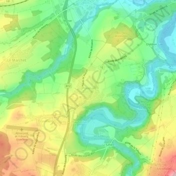 Mappa topografica Posieux, altitudine, rilievo