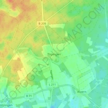 Mappa topografica Töpingen, altitudine, rilievo