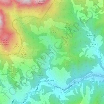 Mappa topografica Lon, altitudine, rilievo