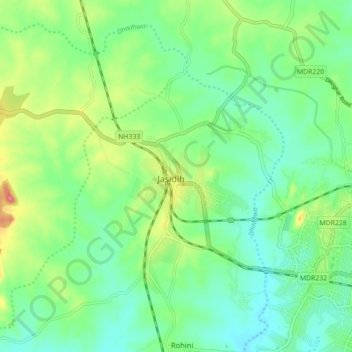 Mappa topografica Jasidih, altitudine, rilievo