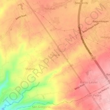 Mappa topografica Tinurik, altitudine, rilievo