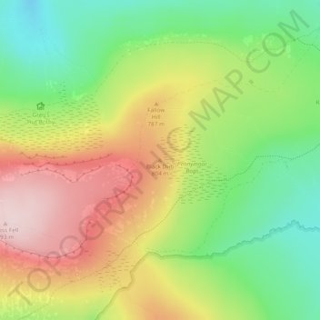 Mappa topografica Black Dub, altitudine, rilievo