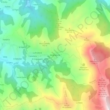 Mappa topografica Melendreros, altitudine, rilievo