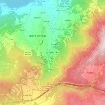Mappa topografica Quintã de Cima, altitudine, rilievo
