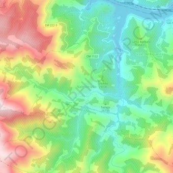 Mappa topografica Vale de Vila, altitudine, rilievo
