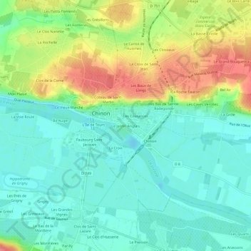 Mappa topografica Le Jardin Anglais, altitudine, rilievo