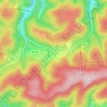 Mappa topografica Osterwald, altitudine, rilievo