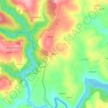 Mappa topografica Berlai, altitudine, rilievo