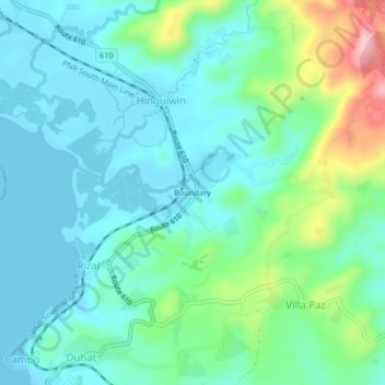 Mappa topografica Boundary, altitudine, rilievo