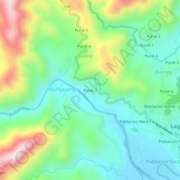 Mappa topografica Purok 3, altitudine, rilievo