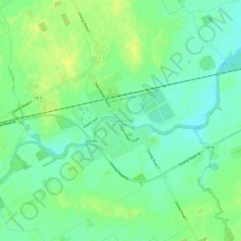 Mappa topografica Chesterville, altitudine, rilievo