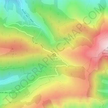 Mappa topografica Col de Légal, altitudine, rilievo