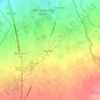 Mappa topografica Plaridel, altitudine, rilievo