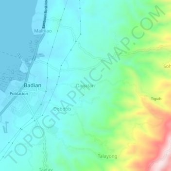 Mappa topografica Dagatan, altitudine, rilievo