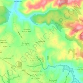 Mappa topografica Catrimalal, altitudine, rilievo