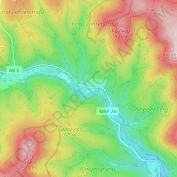 Mappa topografica Erlenfurt, altitudine, rilievo