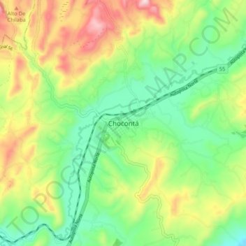 Mappa topografica Chocontá, altitudine, rilievo