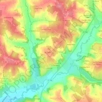 Mappa topografica Le Tachot, altitudine, rilievo