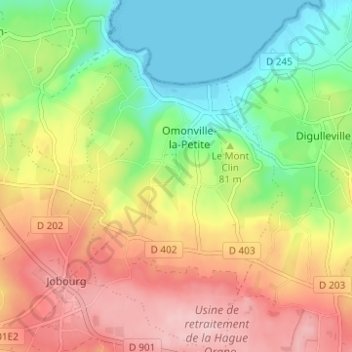 Mappa topografica Le Val, altitudine, rilievo