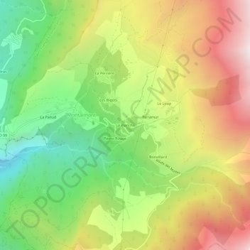 Mappa topografica La Planche, altitudine, rilievo