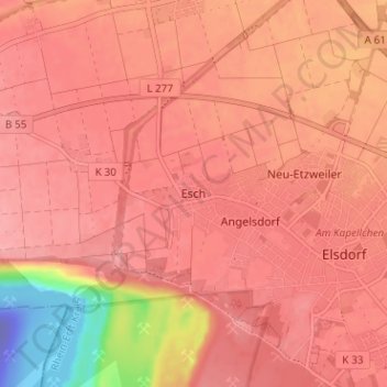 Mappa topografica Esch, altitudine, rilievo